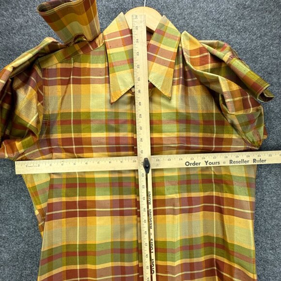 VTG Dolce Gabbana Dress Shirt Mens 16/41 Button Up Gold 100% Silk Plaid Textured - Picture 5 of 16